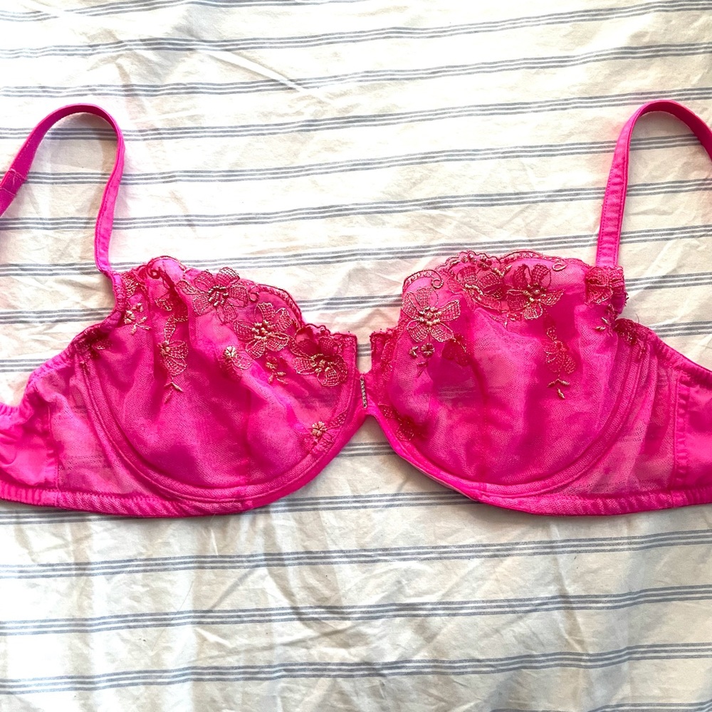 Victoria’s Secret Sheer Hot Pink Mesh Bra 34DD
